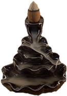 Black tiered backflow burner incense cone cones flow down waterfall simple ceramic