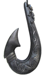 resin polystone nz maori carving fish hook hei matua tiki brown black grey