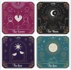 tarot card coaster fortune telling sun moon star lovers