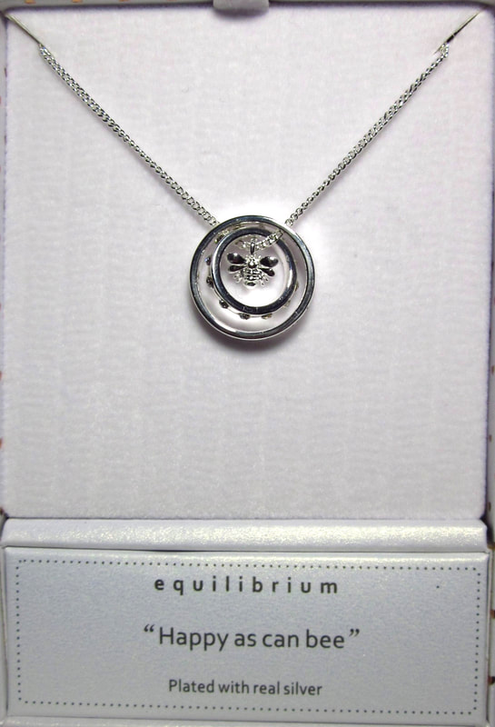 Equilibrium Silver Plated Pendant Necklace Gift Present Nice Mother's Day Mom Mum Love Bee Heart Nature Save the Bees Happy As Can