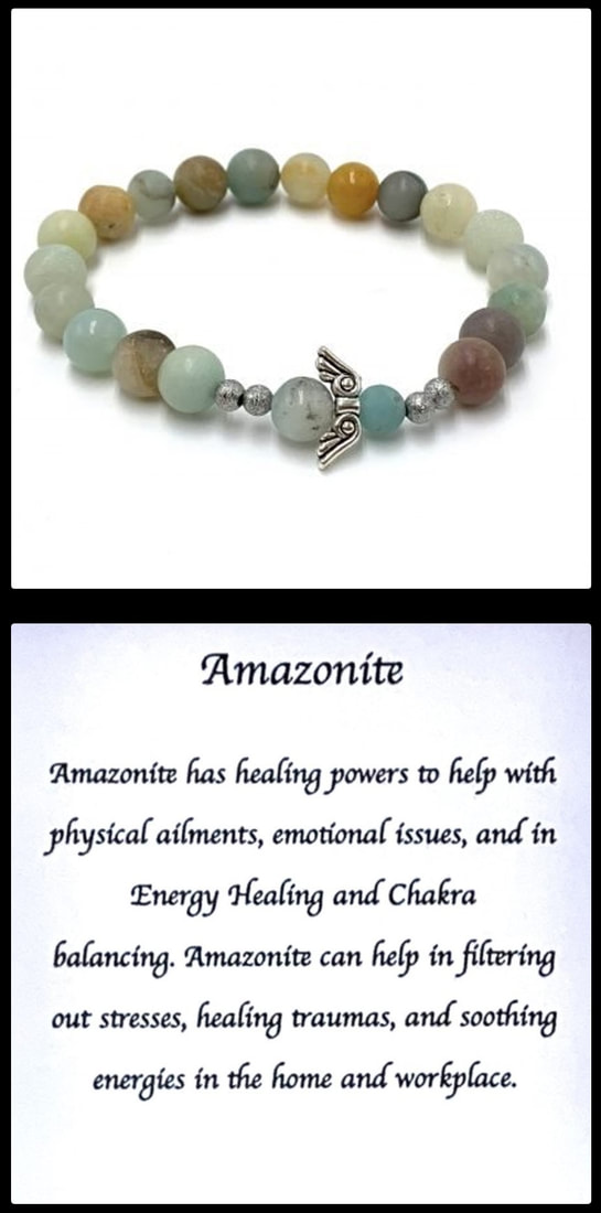 Crystal Bead Stretchy Elastic Bracelet Jewellery Gift Present Guardian Angel Amazonite Green Natural