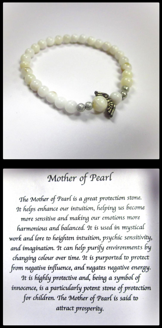 Crystal Bead Stretchy Elastic Bracelet Jewellery Gift Present Guardian Angel Mother Of Pearl