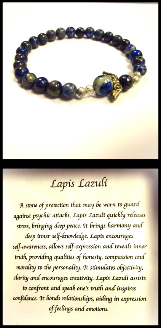 Crystal Bead Stretchy Elastic Bracelet Jewellery Gift Present Guardian Angel Lapis Lazuli Blue