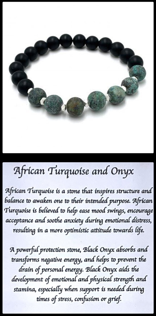 Crystal Bead Stretchy Elastic Bracelet Jewellery Gift Present African Turquoise Onyx