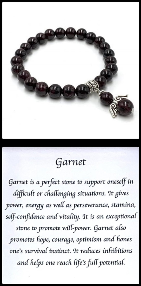 Crystal Bead Stretchy Elastic Bracelet Jewellery Gift Present Guardian Angel Garnet Red