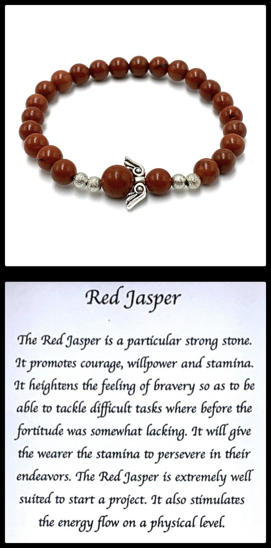 Crystal Bead Stretchy Elastic Bracelet Jewellery Gift Present Guardian Angel Red Jasper