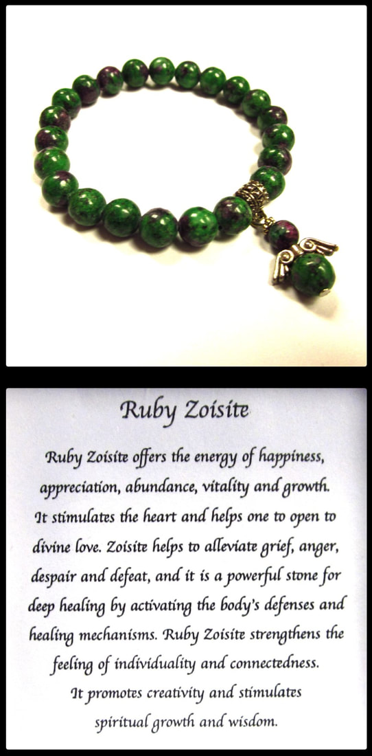 Crystal Bead Stretchy Elastic Bracelet Jewellery Gift Present Guardian Angel Ruby Zoisite Green Red Purple