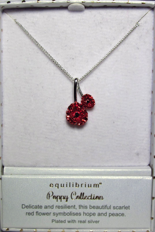 Equilibrium Silver Plated Pendant Necklace Gift Present Nice Mother's Day Mom Mum Love Poppy Flower Anzac Day We Will Remember Them