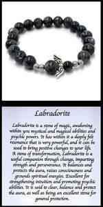 Crystal Bead Stretchy Elastic Bracelet Jewellery Gift Present Guardian Angel Labradorite Grey