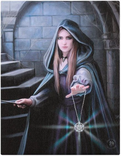 fantasy light darkness lady wand magic witch pentagram 