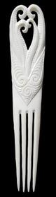 New Zealand NZ Maori Carving Carved Kiwiana Taonga Gift Traditional Souvenir Heru Comb Hair Bone Koru Heart Hearts