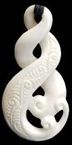 ​New Zealand NZ Maori Carving Carved Kiwiana Taonga Gift Traditional Souvenir Bone Koru Double Twist Three