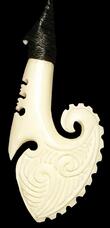​New Zealand NZ Maori Carving Carved Kiwiana Taonga Gift Traditional Souvenir Bone Hook Koru Notched