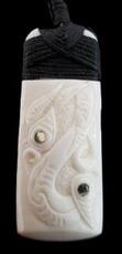 ​New Zealand NZ Maori Carving Carved Kiwiana Taonga Gift Traditional Souvenir Bone Toki Manaia Paua