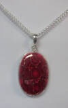 Indian sterling silver pendant necklace red copper turquoise