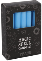 magic spell candle rituals aroma wax paraffin peace light blue