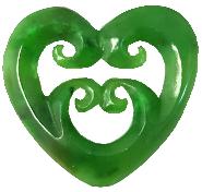 New Zealand NZ Greenstone Maori Carving Carved Necklace Pendant Kiwiana Taonga Gift Traditional Souvenir Koru Four 4 Heart