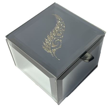 bling trinket box mirrored nz silver fern gold engraving