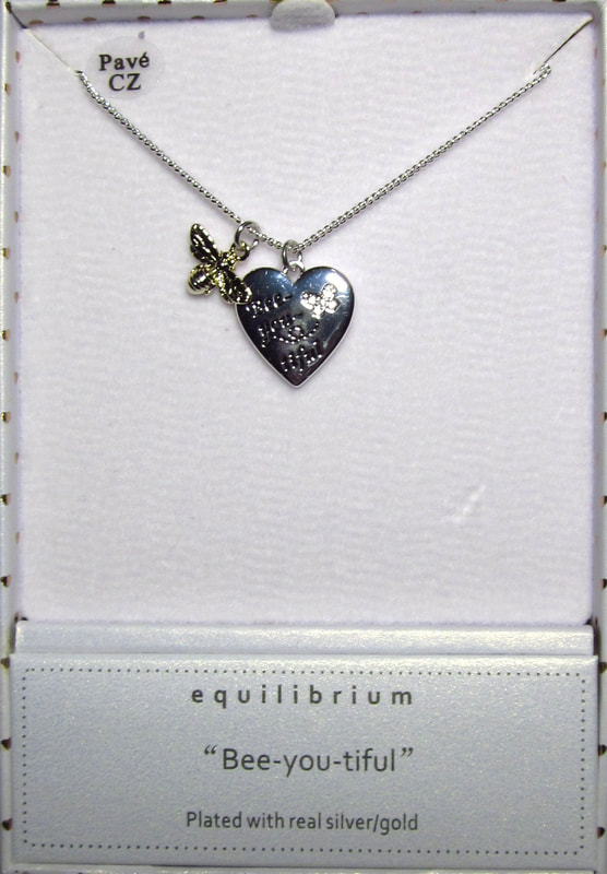 Equilibrium Silver Plated Pendant Necklace Gift Present Nice Mother's Day Mom Mum Love Bee Heart Nature Save the Bees You Tiful Beautiful Be you