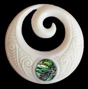 ​New Zealand NZ Maori Carving Carved Kiwiana Taonga Gift Traditional Souvenir Bone Koru Paua