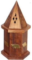 Incense Holder Burner Zen Home Spiritual Wooden Temple Cone Box Storage Space Gold Elephant