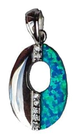 silver opal necklace green blue hollow circle
