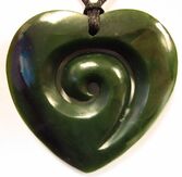 New Zealand NZ Greenstone Maori Carving Carved Necklace Pendant Kiwiana Taonga Gift Traditional Souvenir Heart Koru