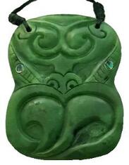 New Zealand NZ Greenstone Maori Carving Carved Necklace Pendant Kiwiana Taonga Gift Traditional Souvenir Tiki Face Mask