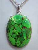 Indian sterling silver pendant necklace green copper turquoise