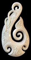 ​New Zealand NZ Maori Carving Carved Kiwiana Taonga Gift Traditional Souvenir Bone Hook Koru Whale Tail