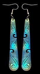 New Zealand NZ Maori Carving Carved Kiwiana Taonga Gift Traditional Souvenir Bone Earrings Hand Painted Drop Koru