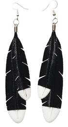 New Zealand NZ Maori Carving Carved Kiwiana Taonga Gift Traditional Souvenir Bone Earrings Feather Hand Painted Huia