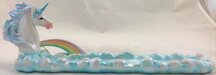 Incense Holder Burner Zen Home Spiritual Unicorn Rainbow Clouds Blue Girl Magical