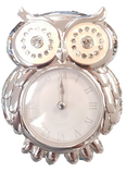 Silver owl clock diamantes diamonds roman numerals