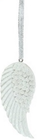 beautiful white single angel wing hanging decoration glitter dust intricate feather detail memorial