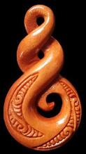 New Zealand NZ Maori Carving Carved Necklace Pendant Kiwiana Taonga Gift Traditional Souvenir Double Twist Wood